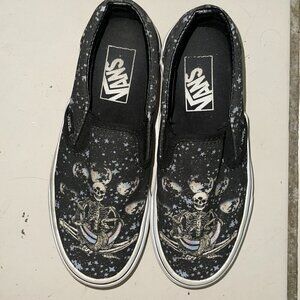 VANS Classic Slip On Sneakers Women’s 5.5 Black Superstitions Skeleton Moon
